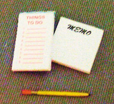 Dollhouse Miniature Memo Pad Set-Memo, Things To Do, Pencil